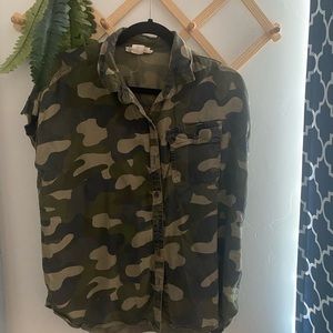 C&C California button up camo top